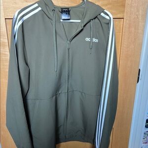 Adidas Khaki Green Hoodie with White Stripes